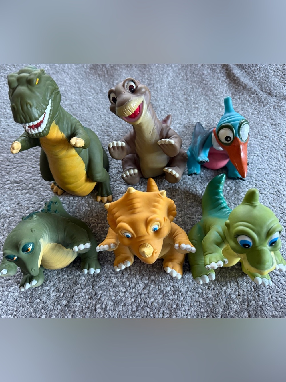 Vintage 1988 Land Before Time Pizza Hut Rubber Hand Puppets - Complete Set of 6